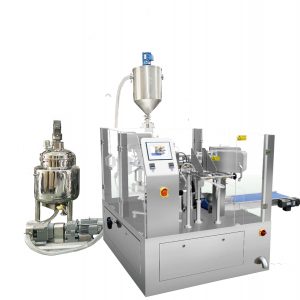 ກະເປົ໋າທີ່ເຮັດໄວ້ລ່ວງໜ້າອັດຕະໂນມັດຕື່ມໃສ່ການຫຸ້ມຫໍ່ປະທັບຕາດ້ວຍເຄື່ອງບັນຈຸ pistion ສໍາລັບຂອງແຫຼວ & ວາງ